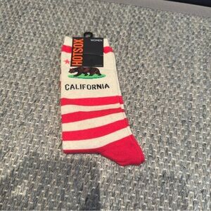NWT- Hot Sox Red and Cream California Striped Casual Socks Womens